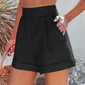 Black tailored trouser shorts